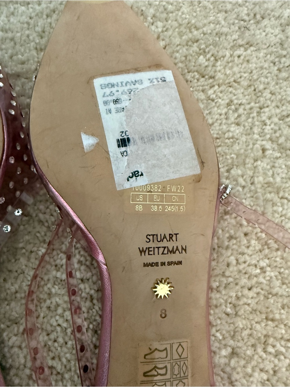 Stuart Weitzman Flats Glam Wrap Embellished Ankle Flats in Pink Jelly - Picture 6 of 8